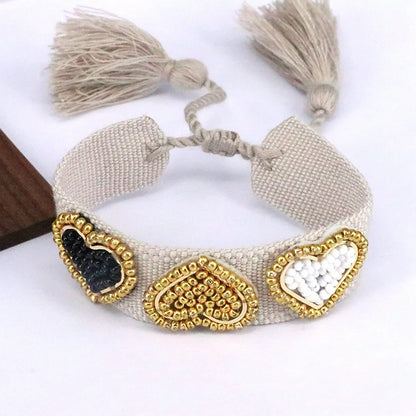 Beach Heart Shape 18k Gold Plated Seed Bead Wholesale Bracelets