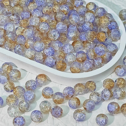 2024 Summer New 10mm Glass Bead Glass Chipping Beads DIY Accessories Ice Crack Two-Tone Gradient Bracelet Loose Beads