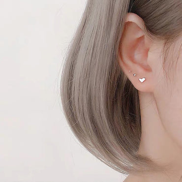Cute Star Heart Shape Sterling Silver Plating Ear Studs 1 Pair