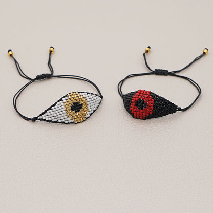 European And American Fashion Bohemian Ethnic Mgb Bead Hand-woven Turkish Devil's Eye Twin Small Bracelet