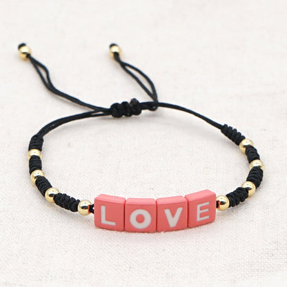 Alloy Enamel Beads Handmade Gold Braided Hand Rope Small Bracelet