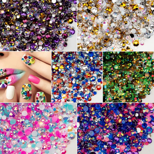 2050PCS Diameter 4mm Diameter 5mm Diameter 6 Mm Resin Rhinestone Round DIY Accessories Beads