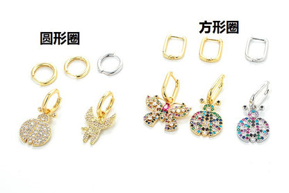 European And American New Accessories Cartoon Animal Lock Earrings Female Hollow Butterfly Full Rhinestone Zircon Eardrop Earring Wholesale