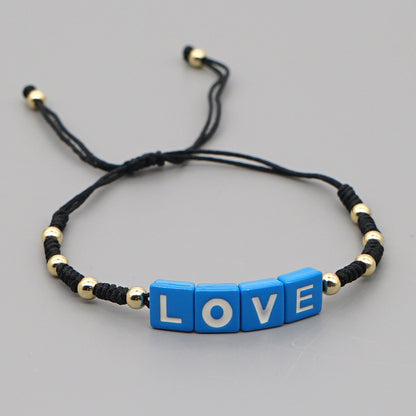 Alloy Enamel Beads Handmade Gold Braided Hand Rope Small Bracelet