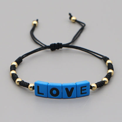 Alloy Enamel Beads Handmade Gold Braided Hand Rope Small Bracelet