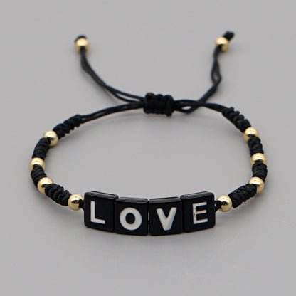 Alloy Enamel Beads Handmade Gold Braided Hand Rope Small Bracelet