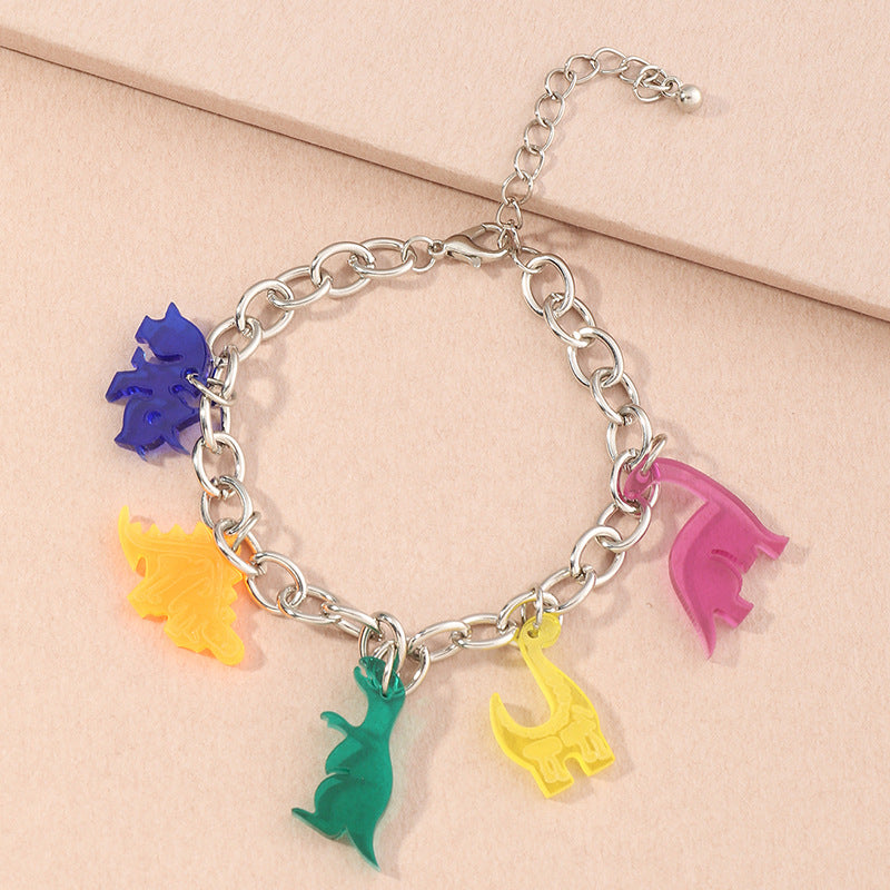 New Simple Silver Chain Resin Dinosaur Bracelet For Women Hot-saling Wholesale