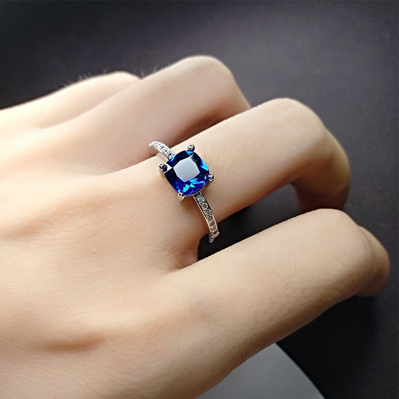 Wholesale Glam Square Copper White Gold Plated Artificial Gemstones Rings