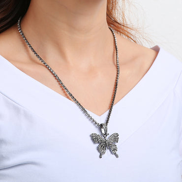 Casual Butterfly Alloy Plating Inlay Artificial Gemstones Women's Necklace