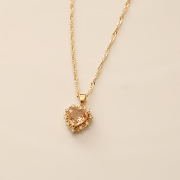 Full Diamond Zircon Heart Necklace