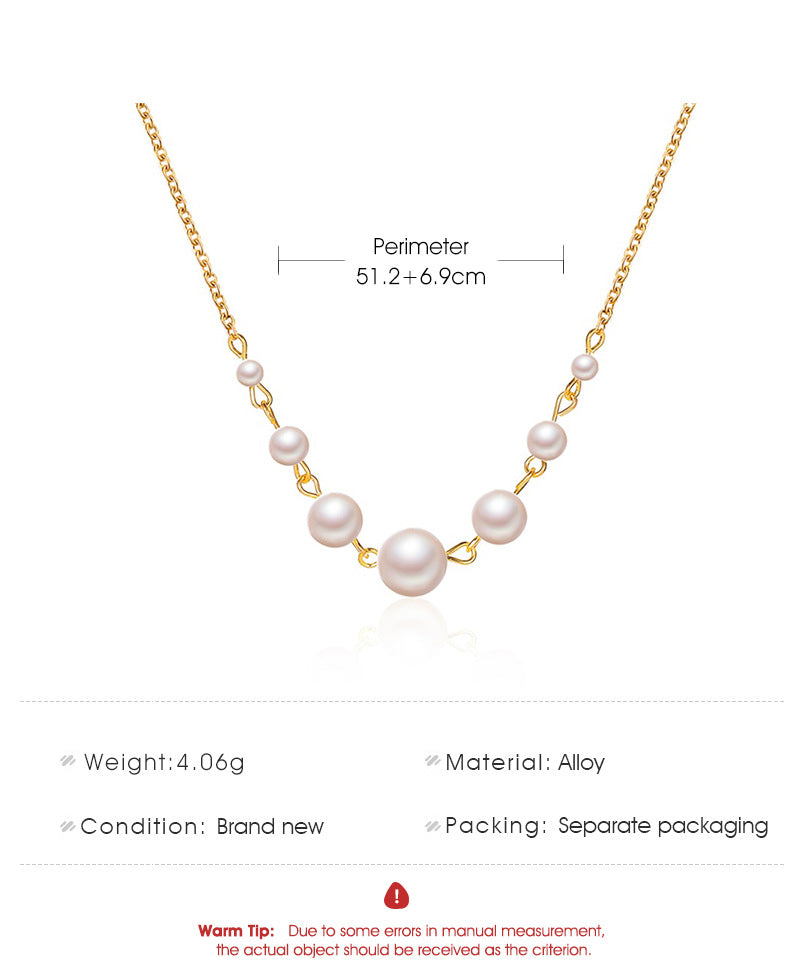 New Fashion 7 Pearl Clavicle Chain Short Wild Size Pearl Necklace For Women