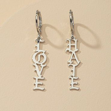 Fashion 1 Pair Of Gold Letter Hot Selling Earrings Love Hate Gothic Wholesale