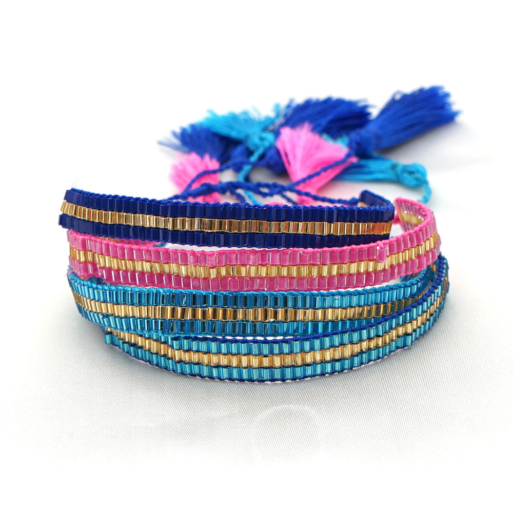 European And American Simple Geometric Beaded Mgb Personality Rice Bead Woven Small Bracelet Female