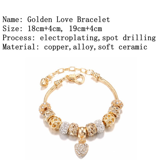 Luxurious Heart Shape Copper Inlay Rhinestone Bracelets