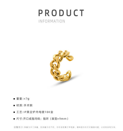 Retro Simple Chain Hollow Twist Open Titanium Steel Rings Wholesale