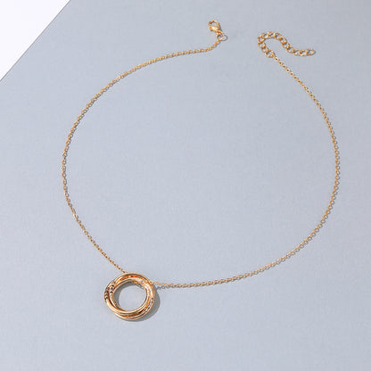 New Fashion Multi-layer Circle Girls Power Alloy Necklace Clavicle Chain