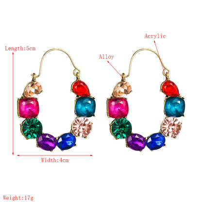Exaggerated Fashion Alloy Diamond-studded Color Acrylic Earrings Wholesale