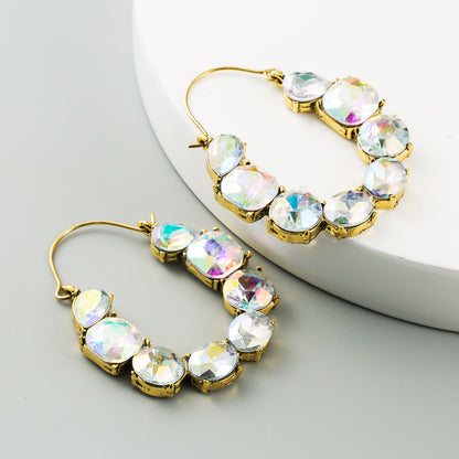 Exaggerated Fashion Alloy Diamond-studded Color Acrylic Earrings Wholesale