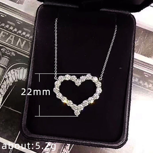 Fashion Heart Shape Copper Plating Zircon Pendant Necklace
