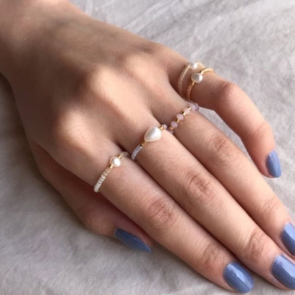 Niche  Freshwater Rice Beads Handmade Pearl Ring