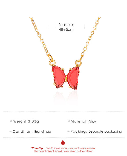 Simple Style Butterfly Artificial Crystal Alloy Plating Women's Necklace