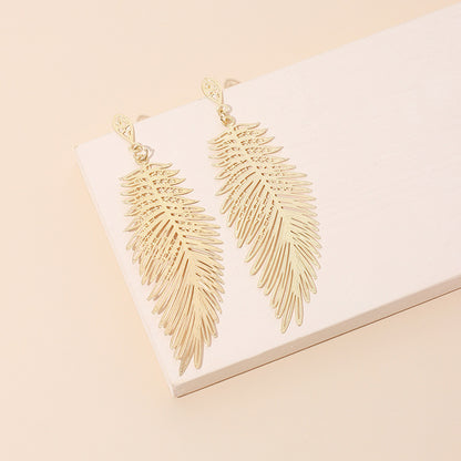 Hot Selling Fashion Personality Retro Leaf  Golden Leaf Earrings Wholesale