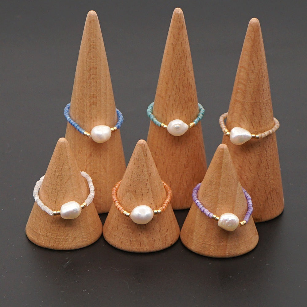 Niche  Freshwater Rice Beads Handmade Pearl Ring