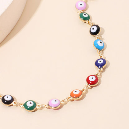 Bohemian Style Colorful Retro Devil Eyes Necklace Bracelet Anklet Combination Accessories