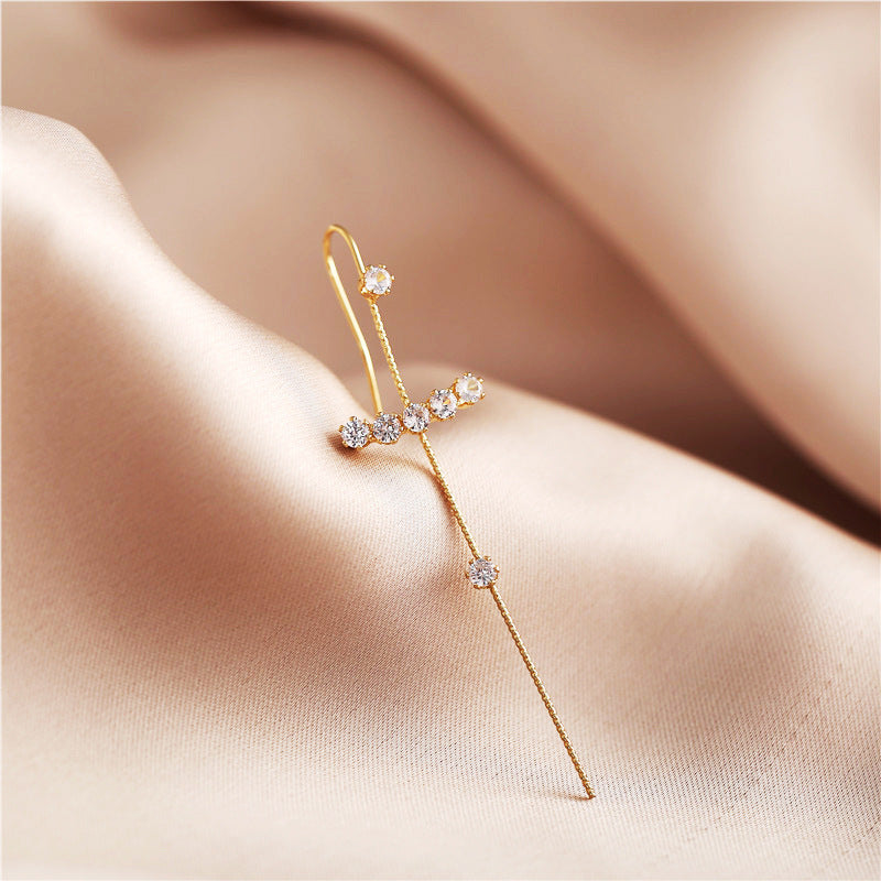 Creative Simple Alloy Inlaid Rhinestone Earrings Slash Earrings Wholesale