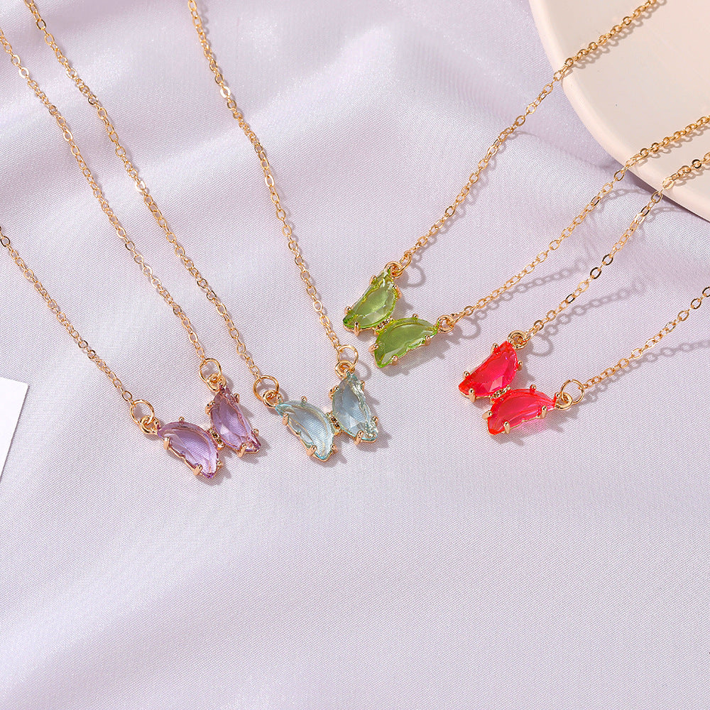 Simple Style Butterfly Artificial Crystal Alloy Plating Women's Necklace