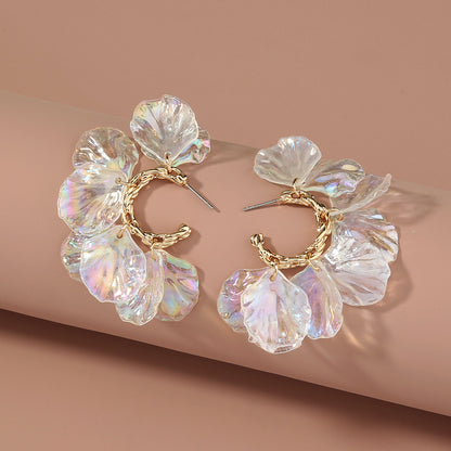 Mori Series Petal Flowers Simple Long Pearl Tassel Earrings