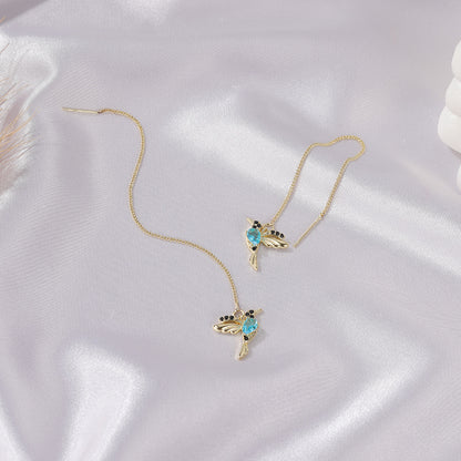 Color Bird Ear Lines Long Bird  Cute Animal Earrings