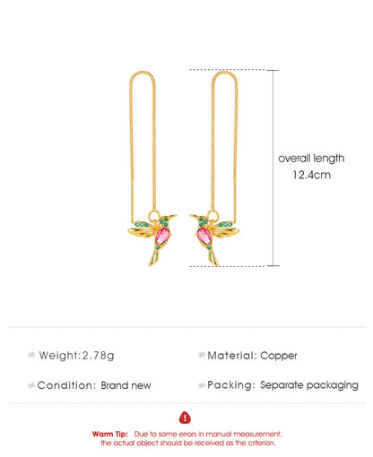 Color Bird Ear Lines Long Bird  Cute Animal Earrings