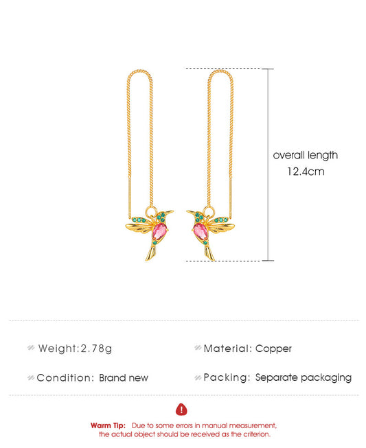 Color Bird Ear Lines Long Bird  Cute Animal Earrings