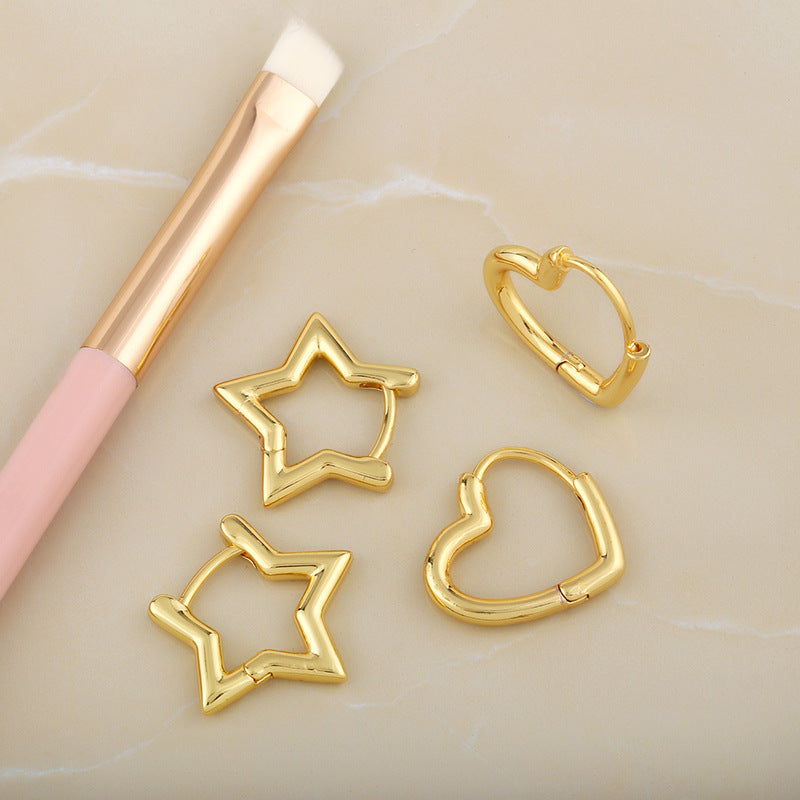 Korean Five-pointed Star Heart-shaped Earrings