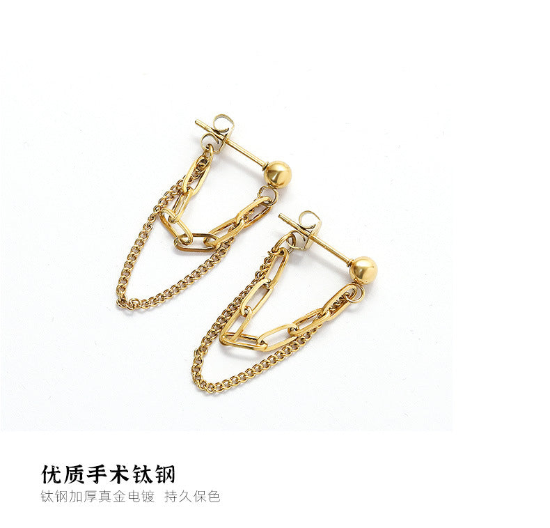 1 Pair Fashion Chain Titanium Steel No Inlaid Earrings