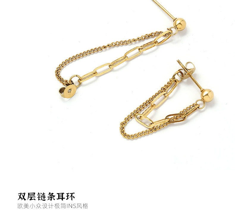1 Pair Fashion Chain Titanium Steel No Inlaid Earrings