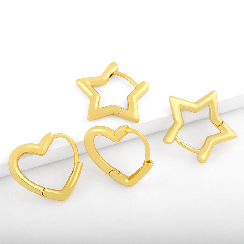 Korean Five-pointed Star Heart-shaped Earrings