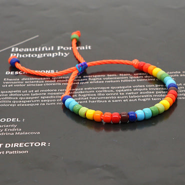 Creative Bohemian Ethnic Rainbow Enamel Beads Glass Handmade Couple Bracelet