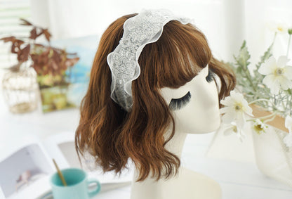 Korean Fashion Mesh Sequins Beaded Broad-brimmed Headband