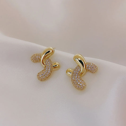 1 Pair Vintage Style Simple Style C Shape Solid Color Inlay Alloy Rhinestones Ear Studs