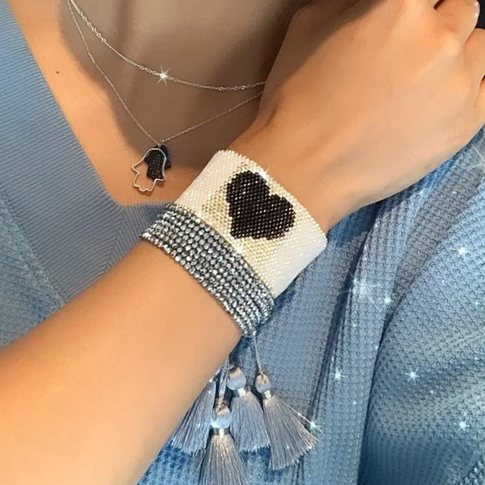Gooddiy Ethnic Style Miyuki Bead Peach Heart Diamond Multi-layered Bracelet Jewelry Wholesale