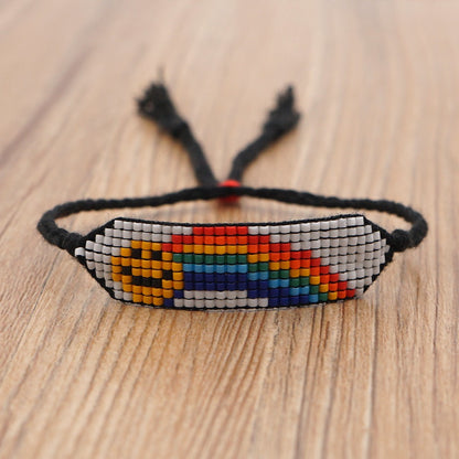 Woven Smiley Rainbow Bohemian Beaded Bracelet