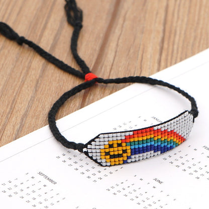 Woven Smiley Rainbow Bohemian Beaded Bracelet