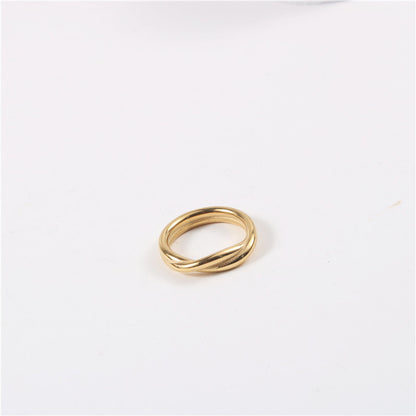 Simple Style Solid Color Titanium Steel Criss Cross Rings