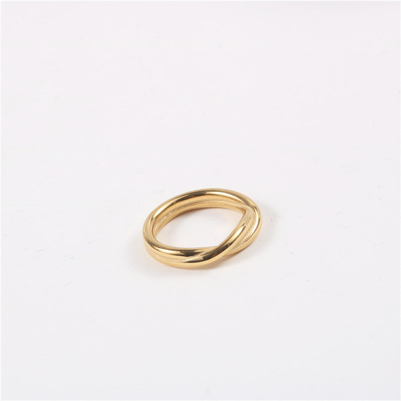 Simple Style Solid Color Titanium Steel Criss Cross Rings