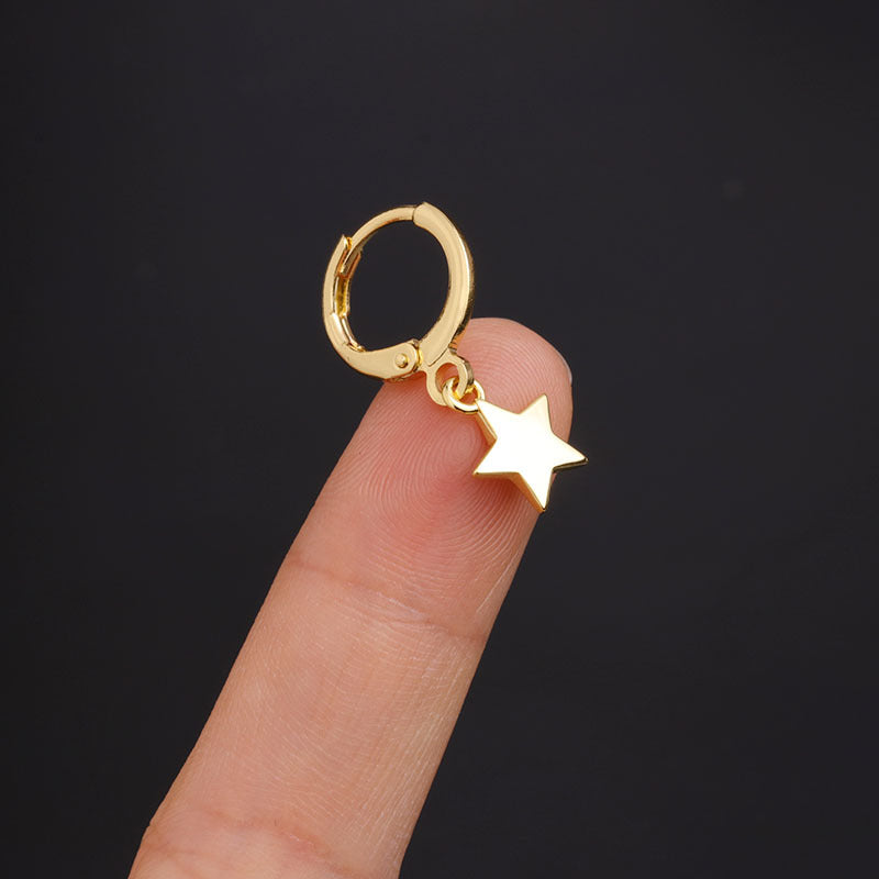 Simple Golden Five-pointed Star Earrings