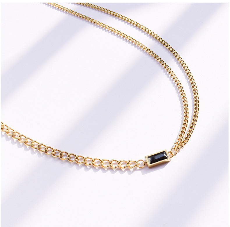Trendy Chain Zircon Double Chain Stacking Necklace