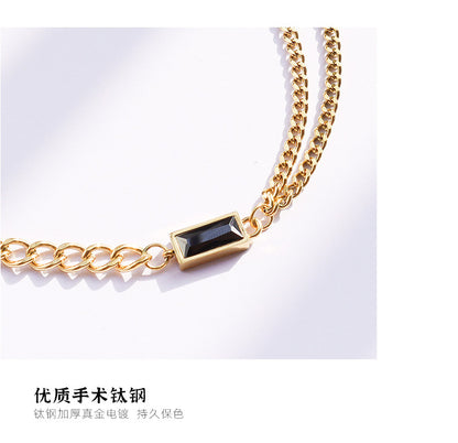 Trendy Chain Zircon Double Chain Stacking Necklace