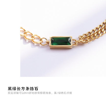 Trendy Chain Zircon Double Chain Stacking Necklace